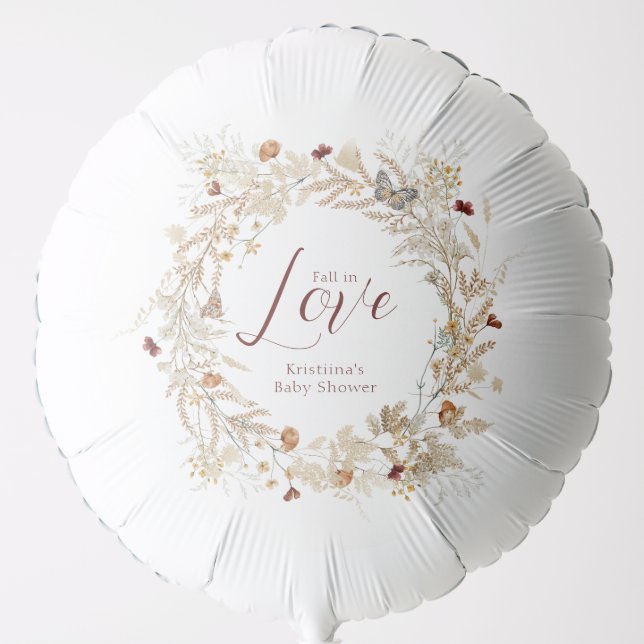 Fall Watercolor Wildflower Baby Shower Balloon (Front)