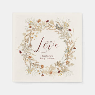Fall Watercolor Wildflower Baby Shower Napkins