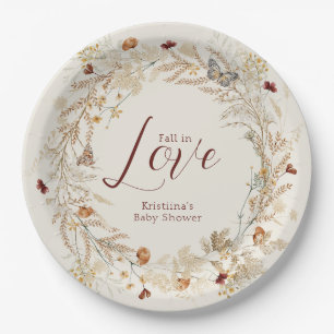 Fall Watercolor Wildflower Baby Shower Paper Plates