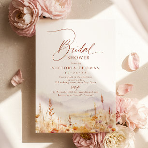 Fall Watercolor Wildflower Mountain Bridal Shower Invitation