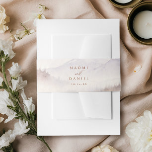 Fall Watercolor Wildflower Mountain Rustic Wedding Invitation Belly Band