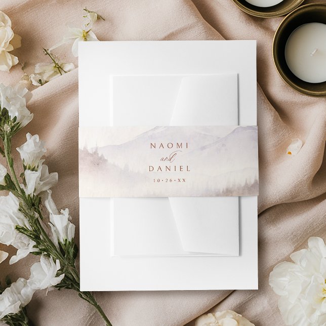 Fall Watercolor Wildflower Mountain Rustic Wedding Invitation Belly Band (Fall Watercolor Wildflower Mountain Rustic Wedding Invitation Belly Band)