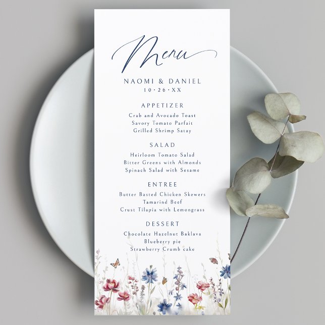 Fall Watercolor Wildflower Mountain Rustic Wedding Menu (Fall Watercolor Wildflower Mountain Rustic Wedding Menu)