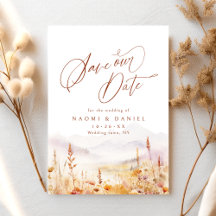 Fall Watercolor Wildflower Mountain Rustic Wedding