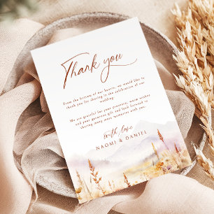 Fall Watercolor Wildflower Mountain Rustic Wedding Thank You Card