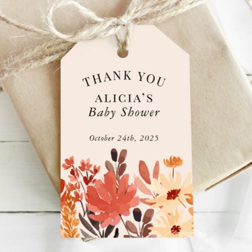 Fall Watercolor Wildflower Shower Birthday Favor Gift Tags