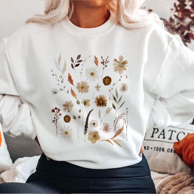Fall Watercolor Wildflowers Sweatshirt (Creator Uploaded)
