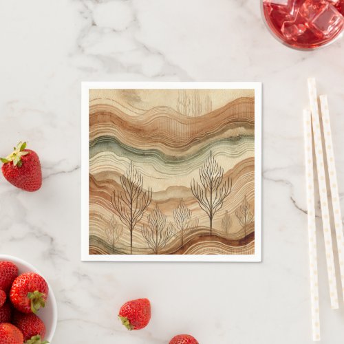 Fall Watercolor Wood Grain Decoupage Napkins