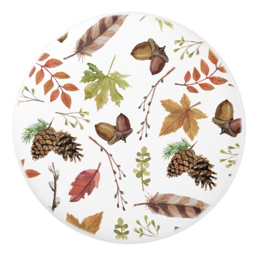 fall watercolor wreath ceramic knob