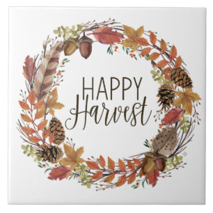 fall watercolor wreath tile