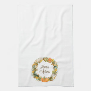 fall watercolor wreath towel