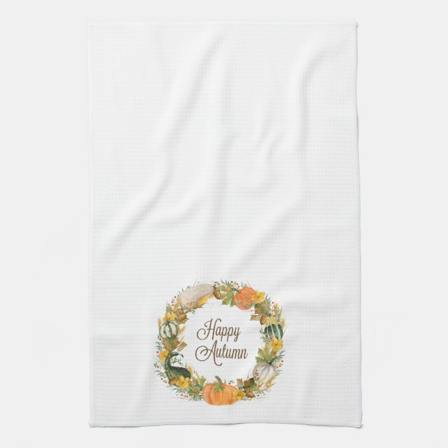 fall watercolor wreath towel (Vertical)