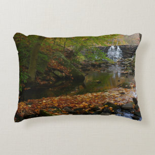 Fall Waterfall and Creek Pennsylvania Nature Accent Pillow