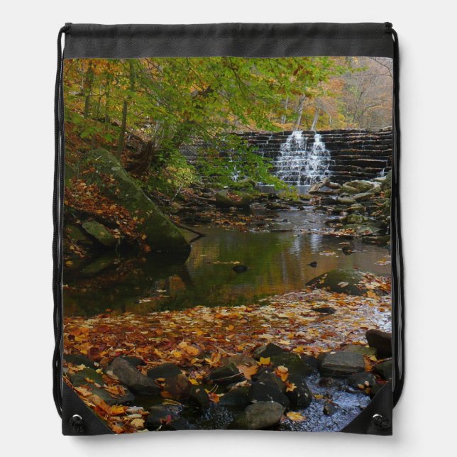 Fall Waterfall and Creek Pennsylvania Nature Drawstring Bag (Front)