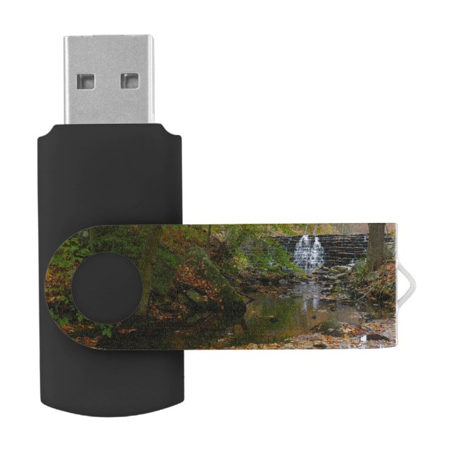 Fall Waterfall and Creek Pennsylvania Nature Flash Drive (Opened)