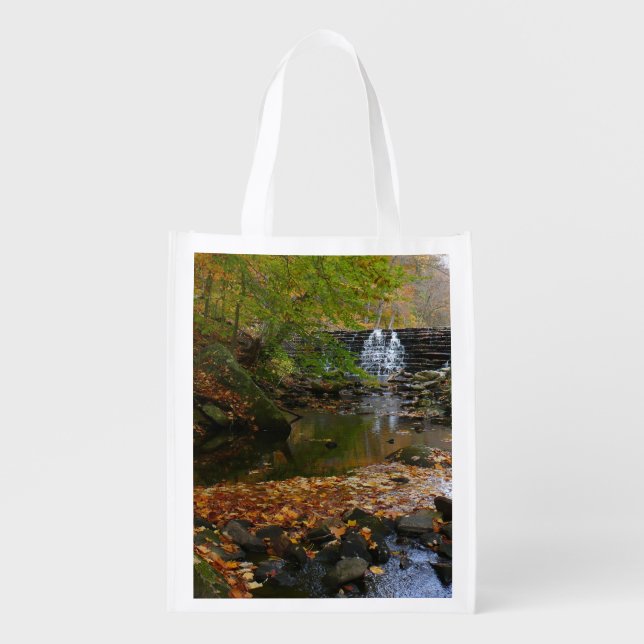 Fall Waterfall and Creek Pennsylvania Nature Grocery Bag (Front)