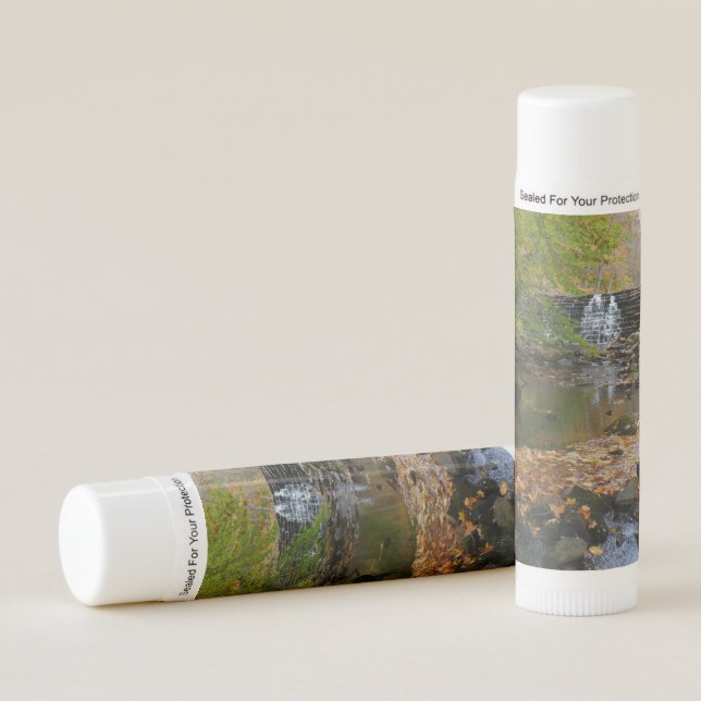 Fall Waterfall and Creek Pennsylvania Nature Lip Balm (Front)