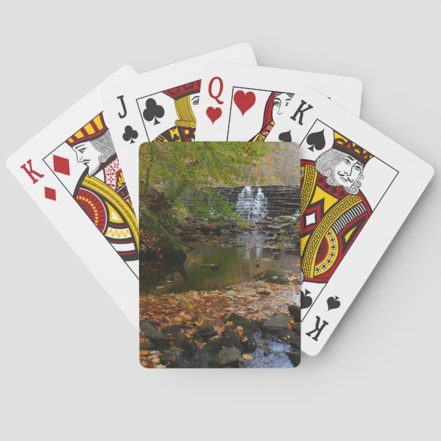 Fall Waterfall and Creek Pennsylvania Nature Poker Cards (Back)