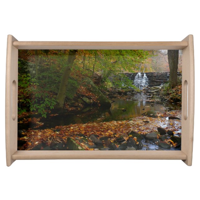 Fall Waterfall and Creek Pennsylvania Nature Serving Tray (Front)