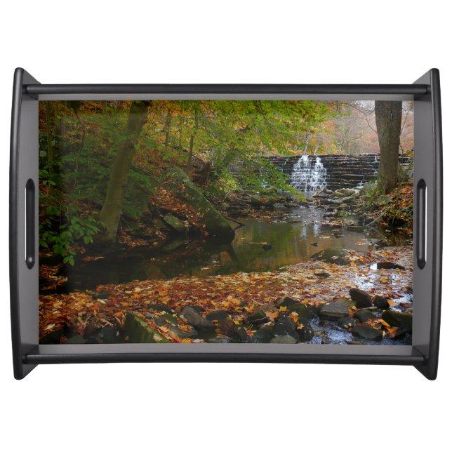 Fall Waterfall and Creek Pennsylvania Nature Serving Tray (Front)