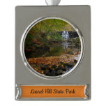 Fall Waterfall and Creek Pennsylvania Nature Silver Plated Banner Ornament