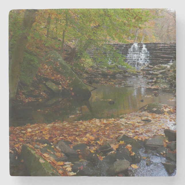 Fall Waterfall and Creek Pennsylvania Nature Stone Coaster (Front)