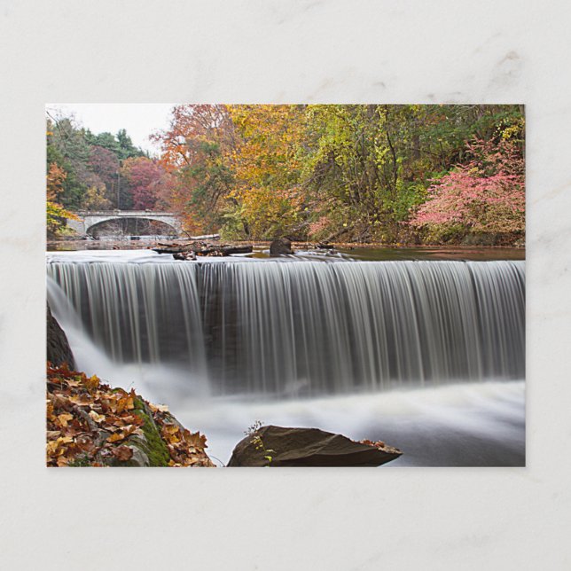 Fall Waterfall at Vanderbuilt Postcard (Front)
