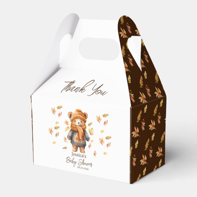 Fall We Can Bearly Wait Baby Shower Favor Box (Front Side)