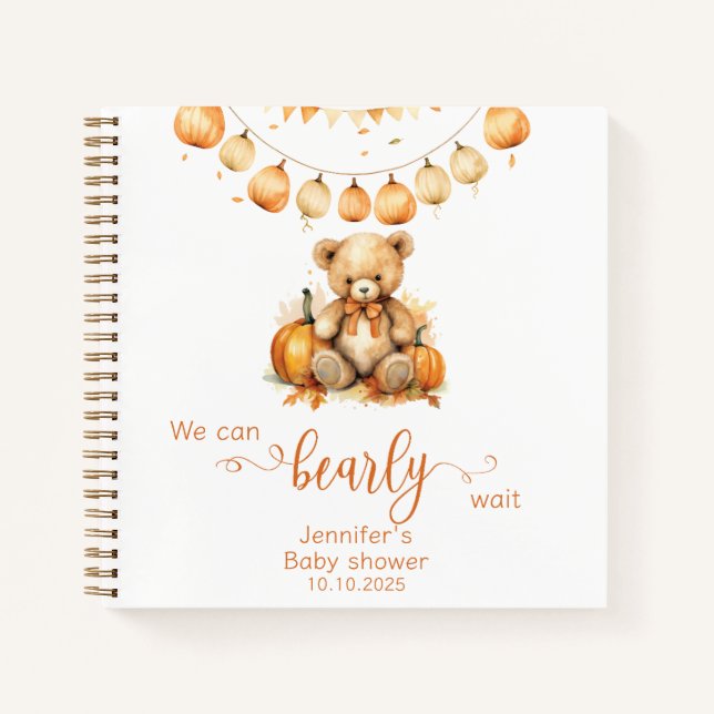 Fall We can bearly wait baby shower Guest Book (Front)