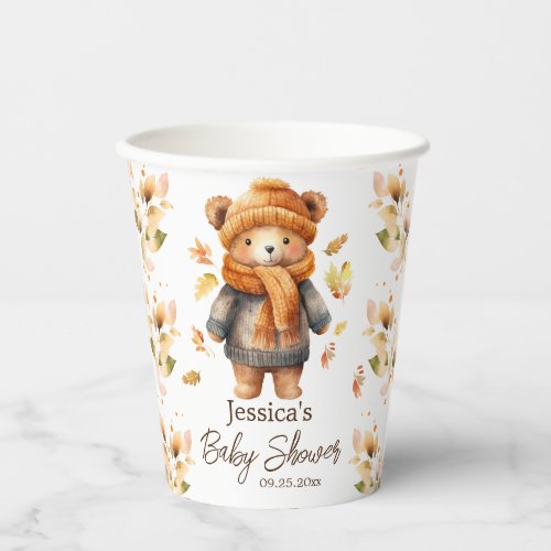 Fall We Can Bearly Wait Baby Shower Paper cup