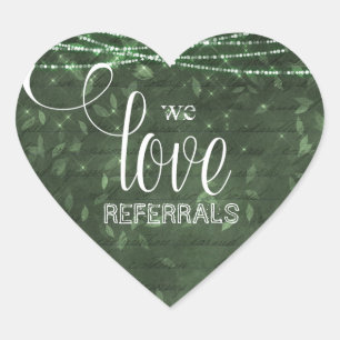 Fall We Love Referrals Lights Green leaves realtor Heart Sticker