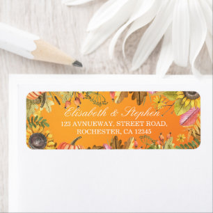 Fall Wedding Address Autumn Maple Leaves Pumpkin Label