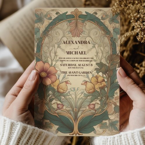 Fall Wedding Art Nouveau Invitation