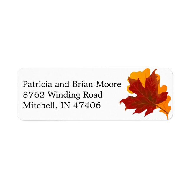 Fall Wedding Autumn Leaves Return Address Label (Front)