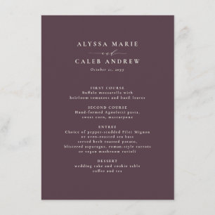 Fall wedding autumn plum simple elegant menu
