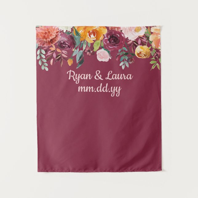 Fall Wedding Backdrop, Autumn Photo Booth Backdrop (Front)