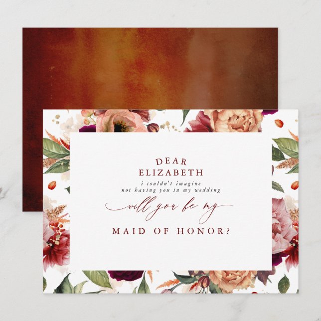 Fall Wedding Bridesmaid Maid of Honor Proposal Invitation (Front/Back)