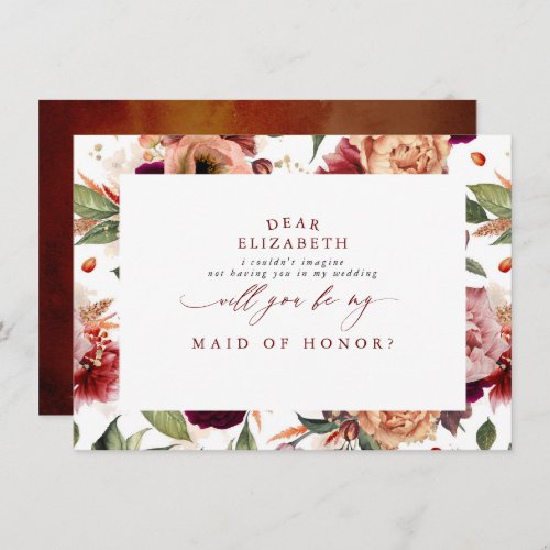 Fall Wedding Bridesmaid Maid of Honor Proposal Invitation