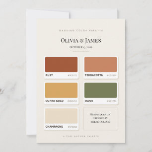 Fall Wedding Color Palette Paint Chips Attire Card
