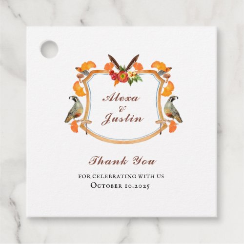 Fall wedding crest wedding Thankyou Favor Tags