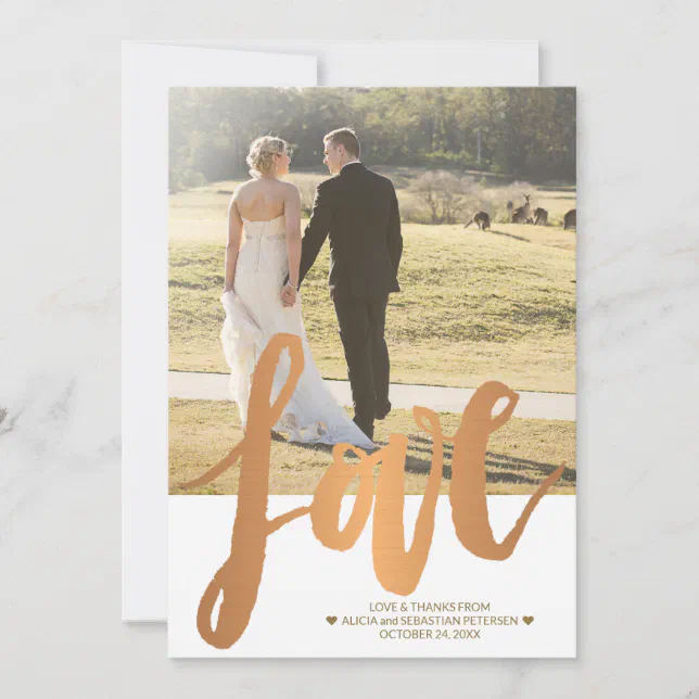 Fall Wedding Double Sided Photo Love Thank You Invitation | Zazzle