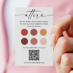 Fall Wedding Dress Code - Autumn Color Palette QR Enclosure Card