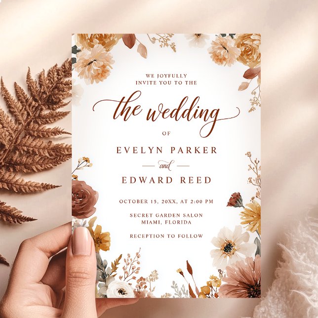 Fall Wedding Elegant Floral Invitation (Creator Uploaded)