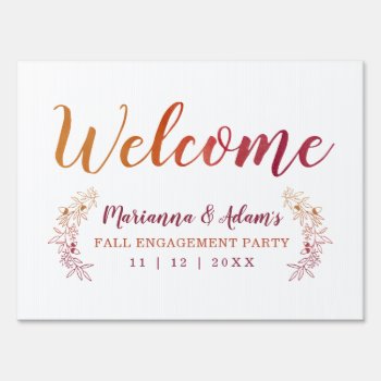 Fall Wedding Engagement Party Welcome Sign by INAVstudio at Zazzle