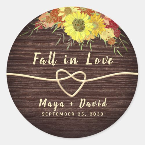 Fall Wedding Favor Classic Round Sticker