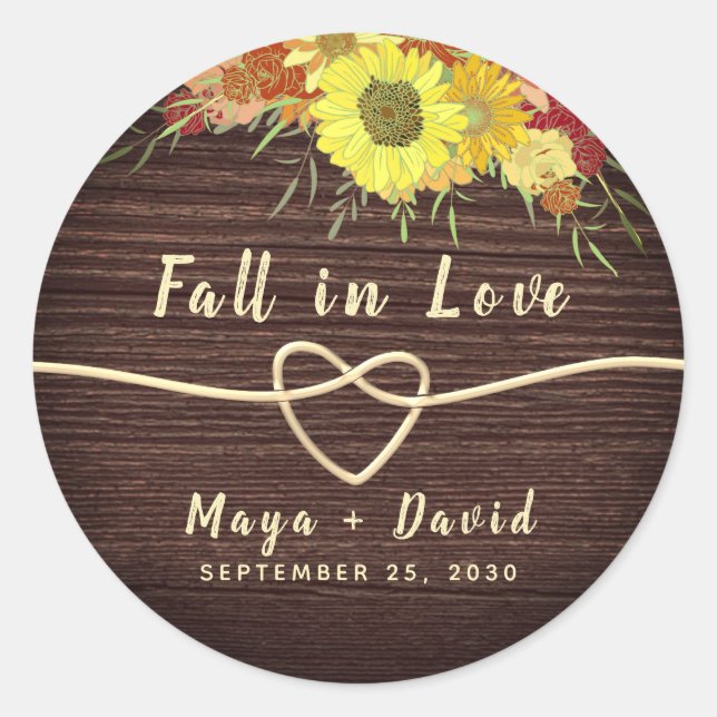 Fall Wedding Favor Classic Round Sticker (Front)