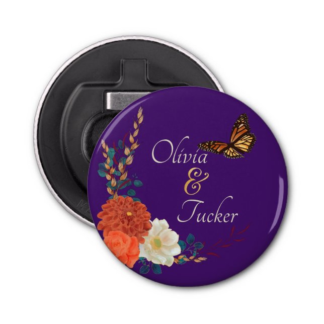 Fall Wedding Favor custom Button Bottle Opener (Front)
