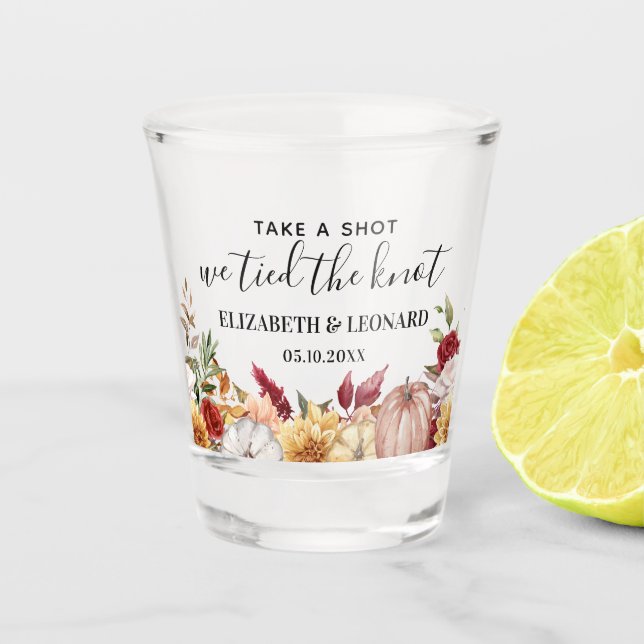 Fall wedding favor take a shot glass (Front)