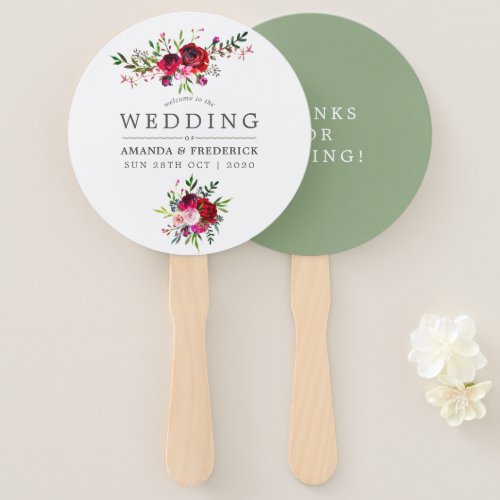 Fall Wedding Floral Favor Hand Fan