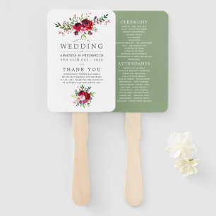Fall Wedding Floral Program Hand Fan